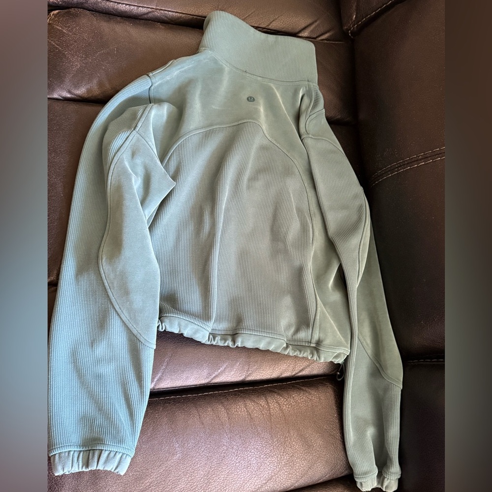 Lululemon Brushed Softstreme Half Zip Storm Teal Size 0 - Picture 6 of 7